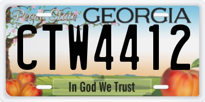 GA license plate CTW4412