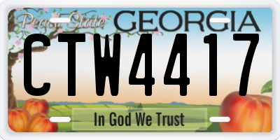 GA license plate CTW4417