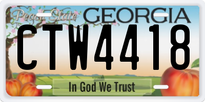 GA license plate CTW4418