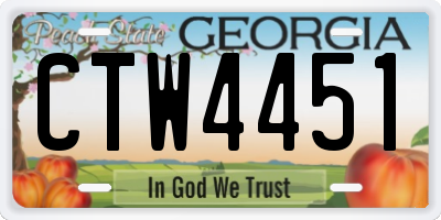 GA license plate CTW4451