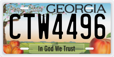 GA license plate CTW4496