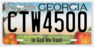 GA license plate CTW4500