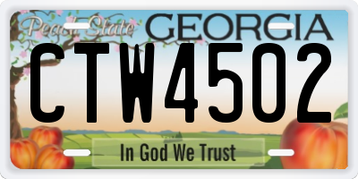 GA license plate CTW4502