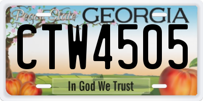 GA license plate CTW4505