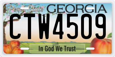 GA license plate CTW4509