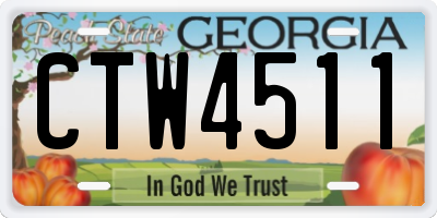 GA license plate CTW4511