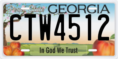 GA license plate CTW4512