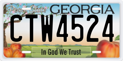 GA license plate CTW4524