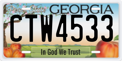 GA license plate CTW4533