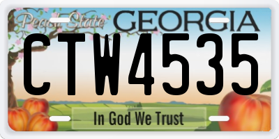 GA license plate CTW4535