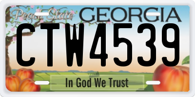 GA license plate CTW4539
