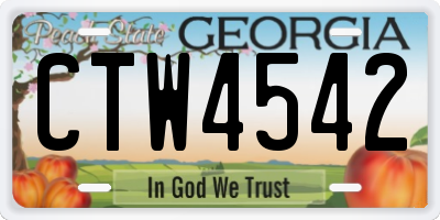 GA license plate CTW4542