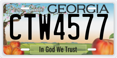 GA license plate CTW4577