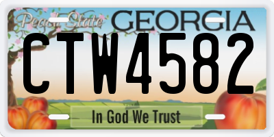 GA license plate CTW4582