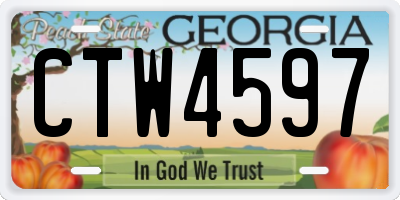GA license plate CTW4597