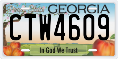 GA license plate CTW4609