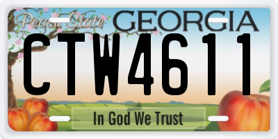 GA license plate CTW4611