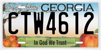 GA license plate CTW4612