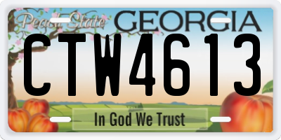 GA license plate CTW4613