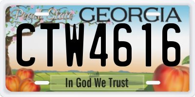 GA license plate CTW4616