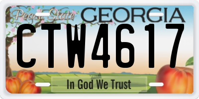 GA license plate CTW4617