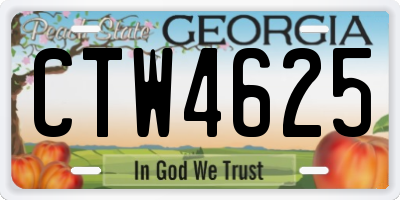 GA license plate CTW4625