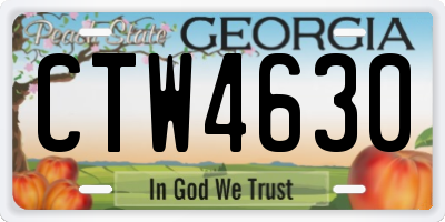 GA license plate CTW4630