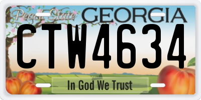 GA license plate CTW4634