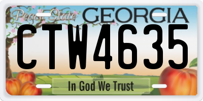 GA license plate CTW4635