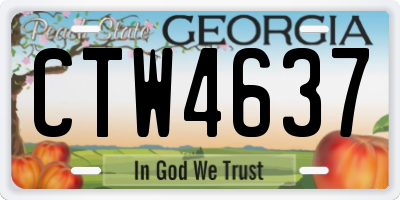GA license plate CTW4637
