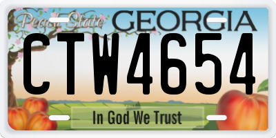 GA license plate CTW4654
