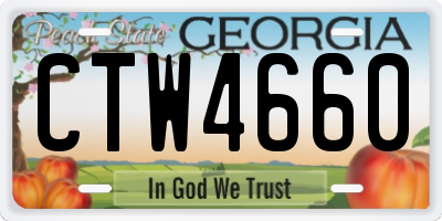 GA license plate CTW4660