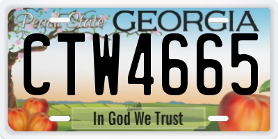GA license plate CTW4665