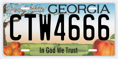 GA license plate CTW4666