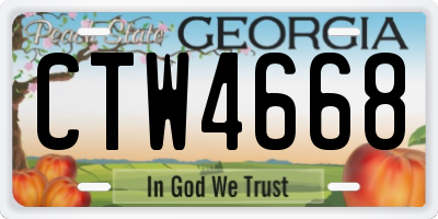 GA license plate CTW4668
