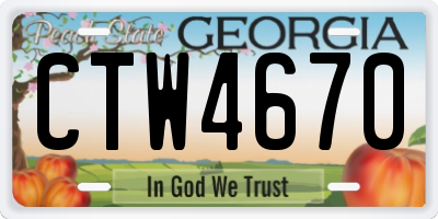 GA license plate CTW4670