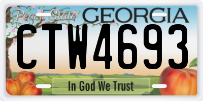 GA license plate CTW4693