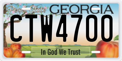 GA license plate CTW4700