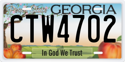 GA license plate CTW4702