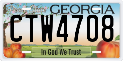 GA license plate CTW4708