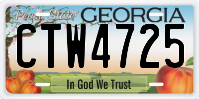 GA license plate CTW4725