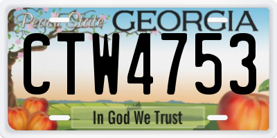 GA license plate CTW4753