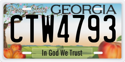 GA license plate CTW4793