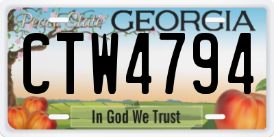 GA license plate CTW4794