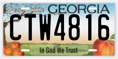 GA license plate CTW4816