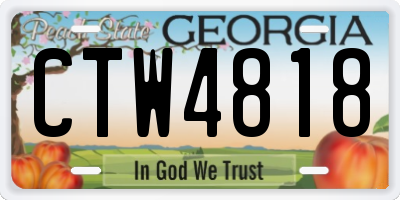 GA license plate CTW4818