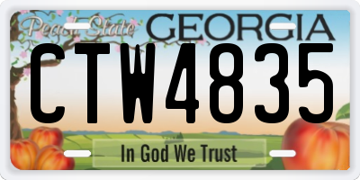 GA license plate CTW4835