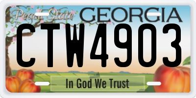 GA license plate CTW4903