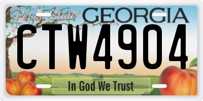 GA license plate CTW4904