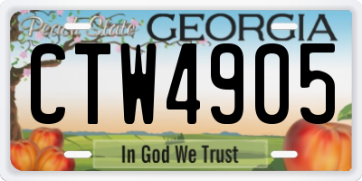 GA license plate CTW4905
